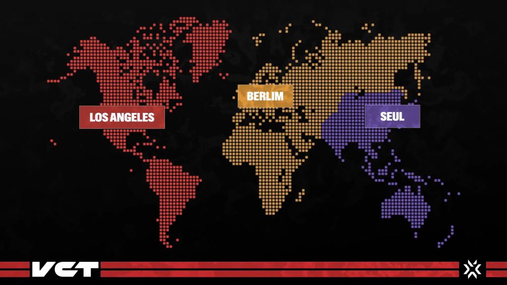 Mapa com a divisão das ligas internacionais das franquias